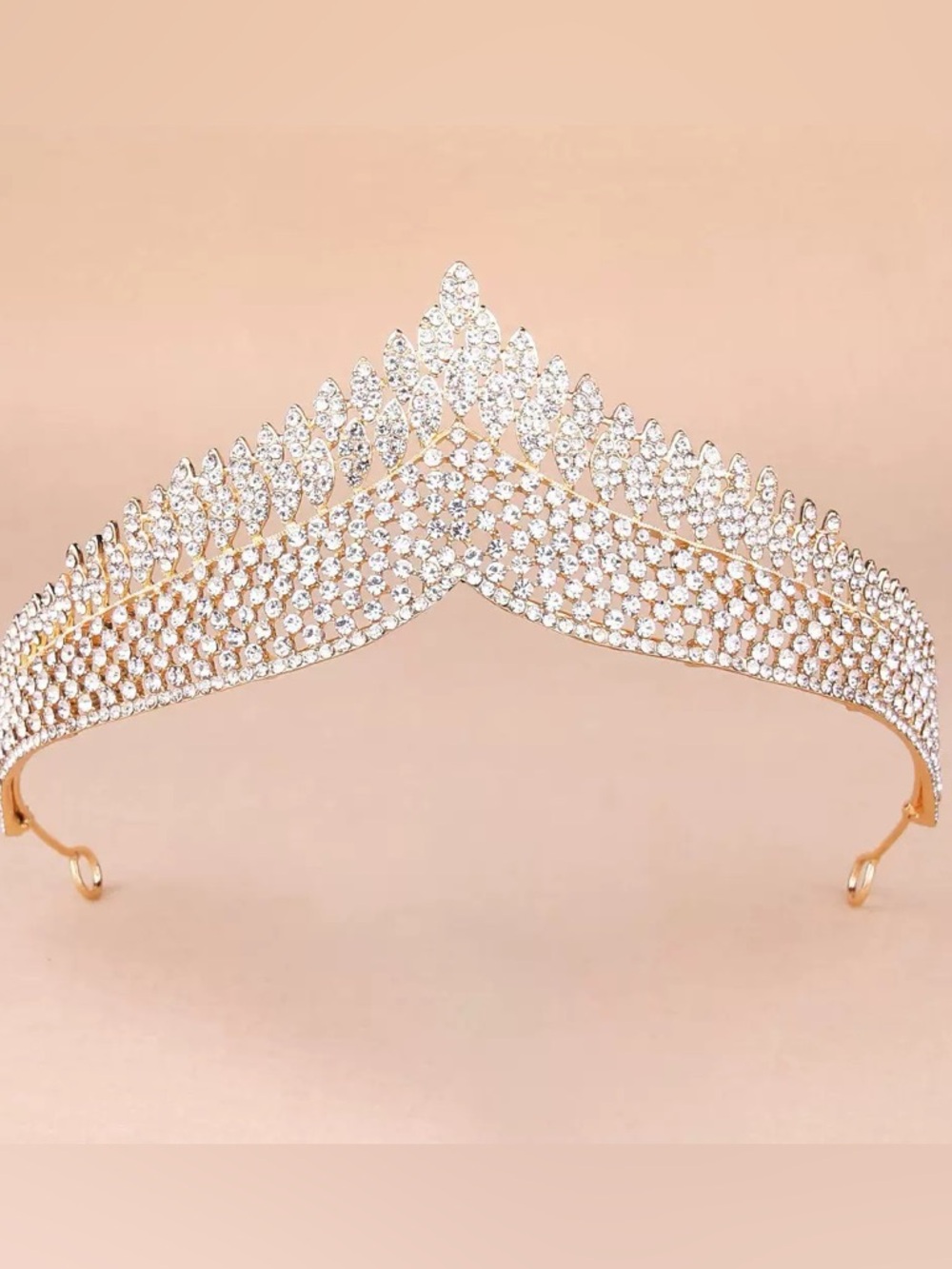 Gold Crystal Tiara Headpiece - Elegant Women's Accessory